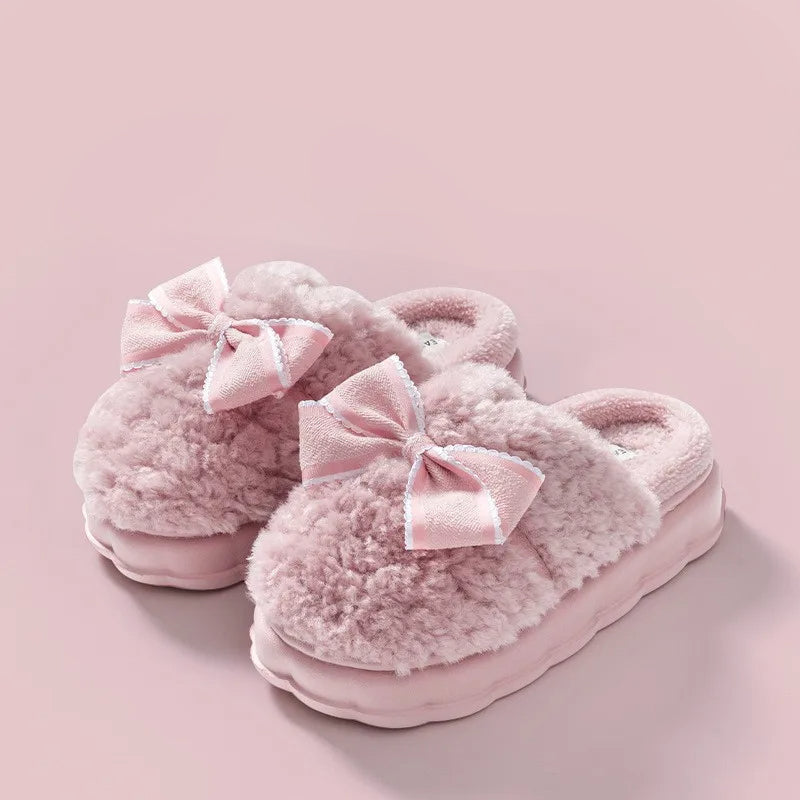 Fluffy ribbon slippers - bows - fluffy - kawaii - loungewear - pastel