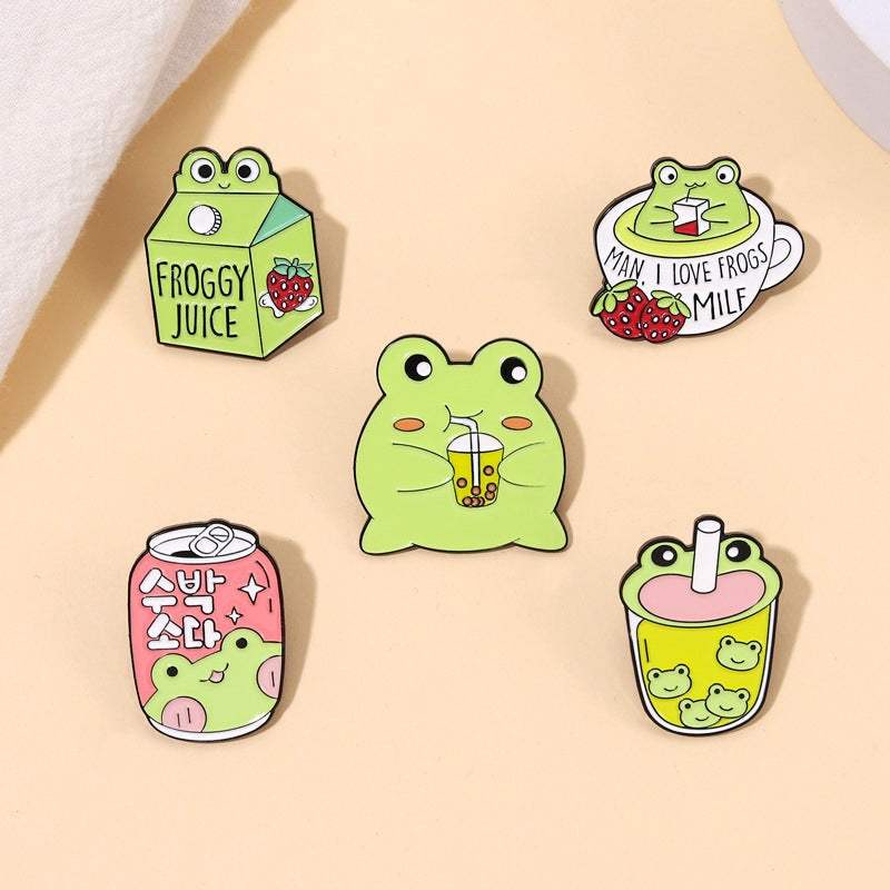 Froggy juice enamel pins - brooch - brooches - enamel pin - pins - frog