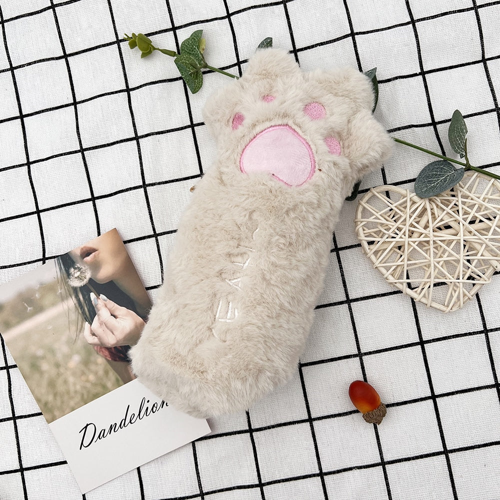 Soft Fuzzy Pink Brown Kitten Cat Paw Pencil Case Kawaii Babe soft-fuzzy-pink-brown-kitten-cat-paw-pencil-case-kawaii-babe