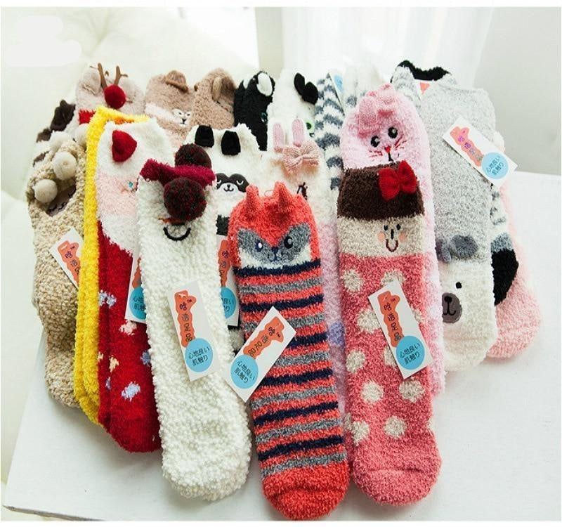 Fuzzy holiday animal socks - animal socks - animals - baby - furry