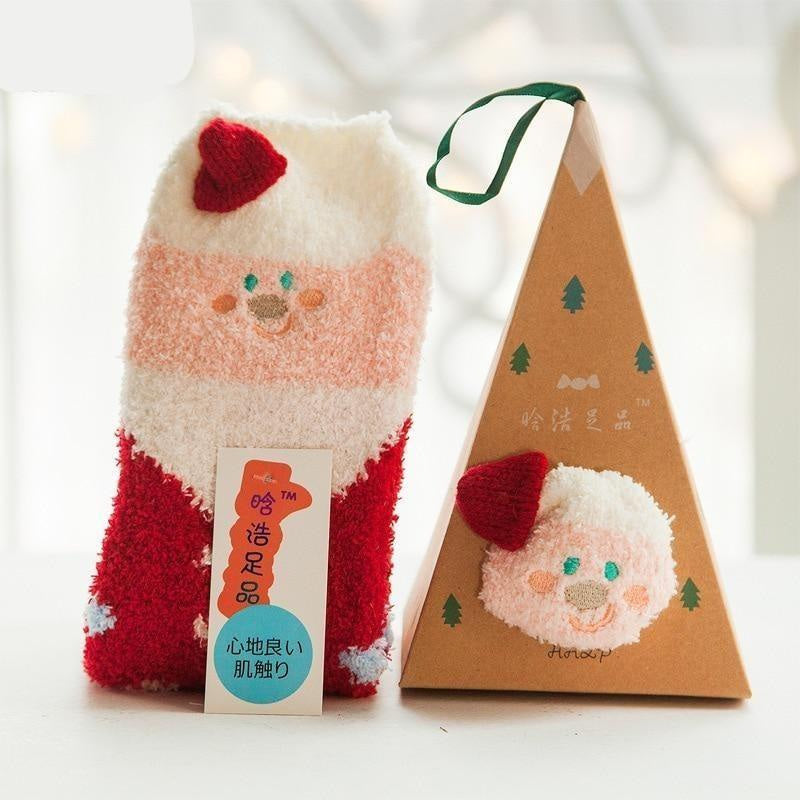 Fuzzy holiday animal socks - animal socks - animals - baby - furry