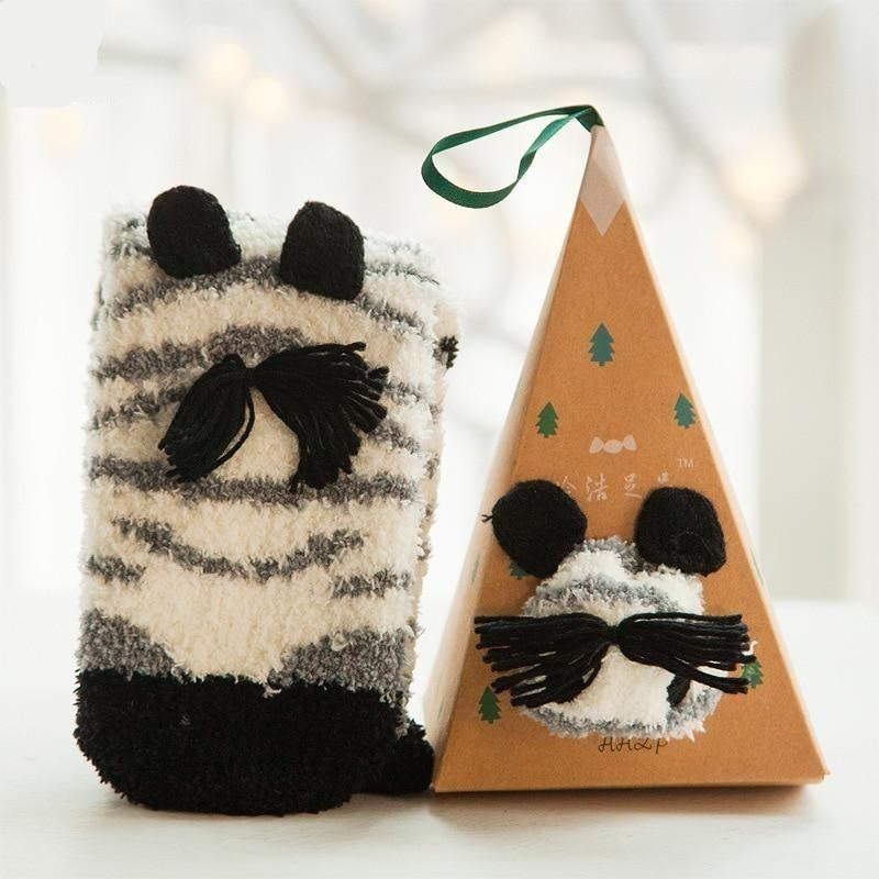 Fuzzy holiday animal socks - animal socks - animals - baby - furry