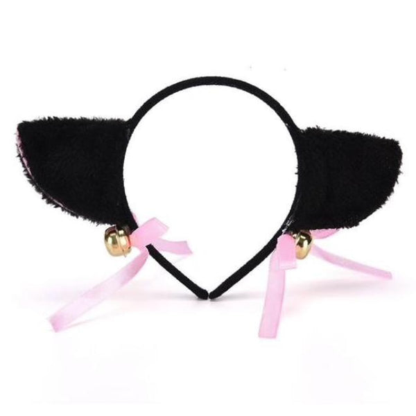 Fuzzy neko ears - cat - bell - ear head band - headband - ears