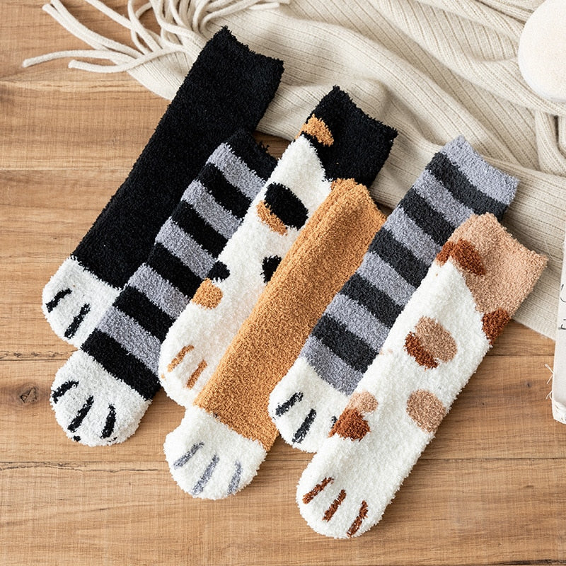 Fuzzy neko paw socks - cats - fuzzy - neko - paw print - paws