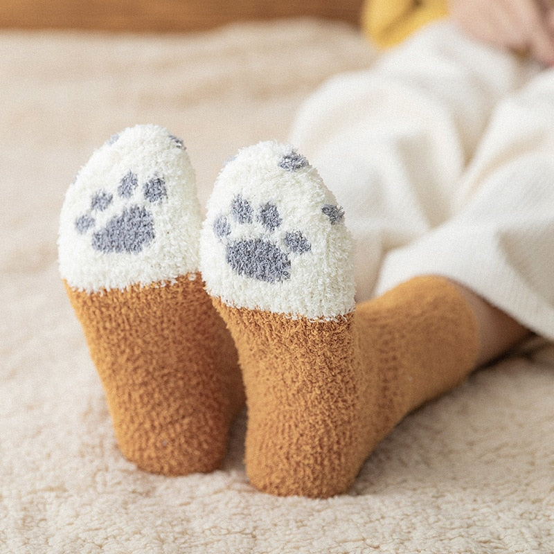 Fuzzy neko paw socks - cats - fuzzy - neko - paw print - paws