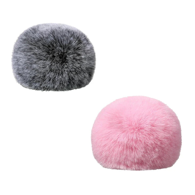 Fuzzy pink foam microphone dust muff cover - asmr - dust cover - foam - microphone - muff