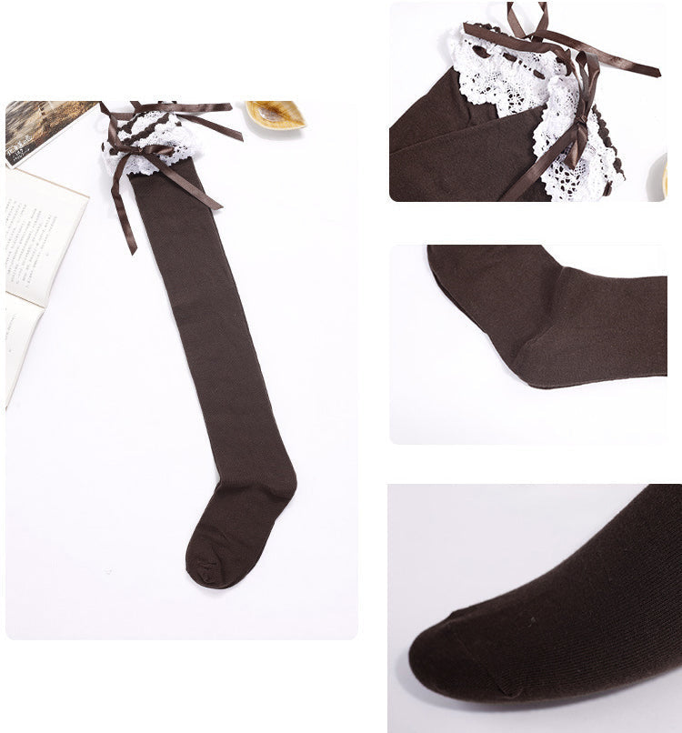 Garter thigh high socks - ankle socks - cotton blend - french maid - garter