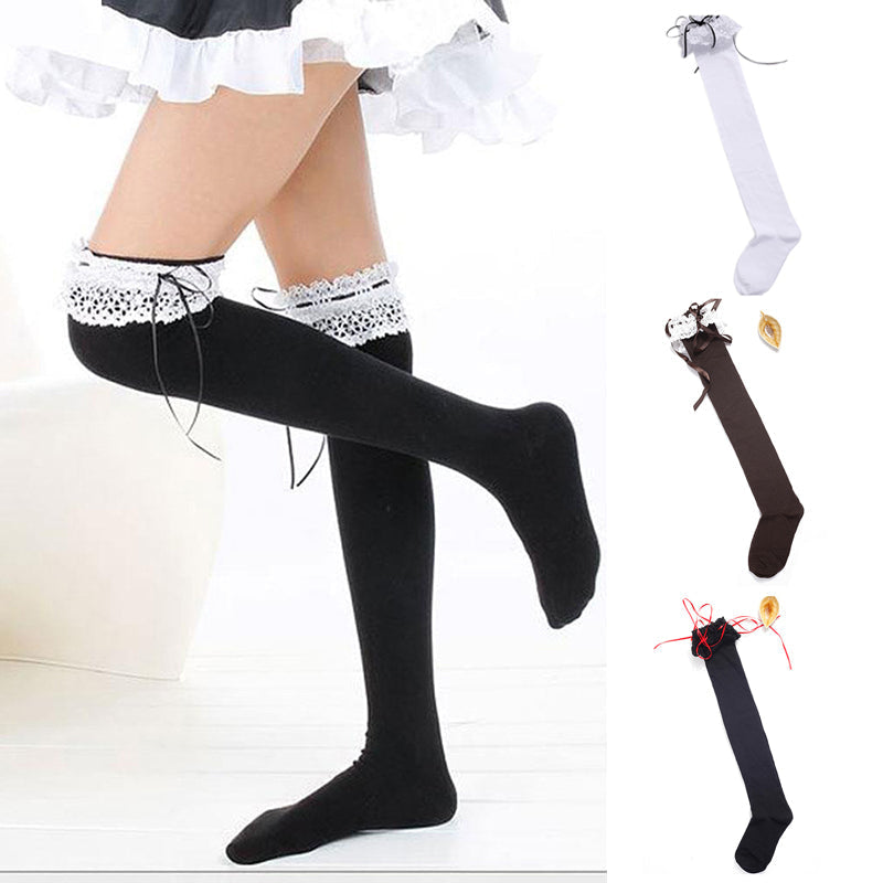 Garter thigh high socks - ankle socks - cotton blend - french maid - garter