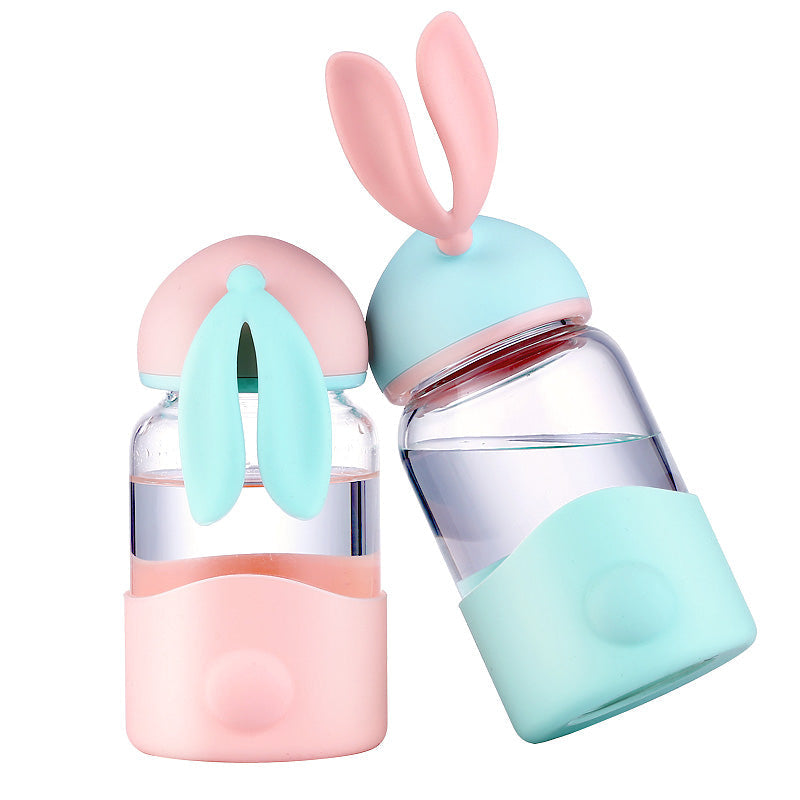 Kawaii glass bunny water bottle bpa free safe eco friendly pastel babe