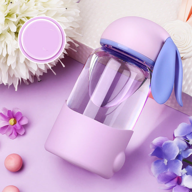 Kawaii glass bunny water bottle bpa free safe eco friendly pastel babe