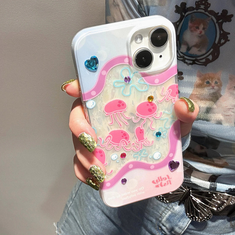 Iridescent Glittering Pink Jellyfish iPhone Case Iridescent Glittering Pink Jellyfish iPhone Case