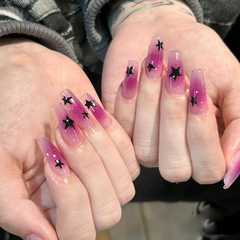 Goth girl press on nails - glitter - goth - gothic - kawaii - nails