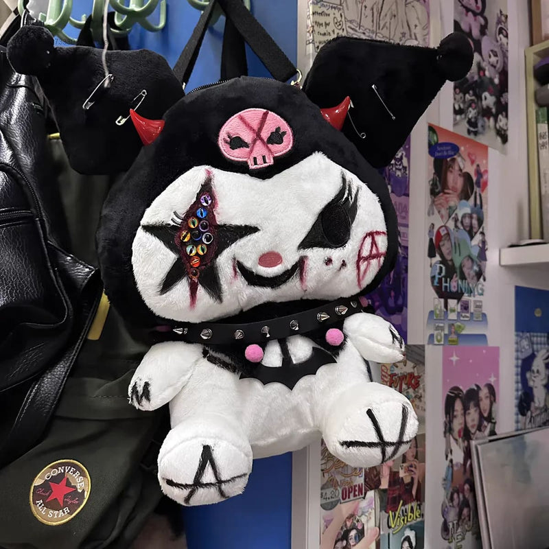 Kawaii gothic bunny macabre punk alt plush fuzzy backpack