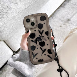 Gothic Black Tulip iPhone Case With Black Hearts Chain Gothic Black Tulip iPhone Case With Black Hearts Chain