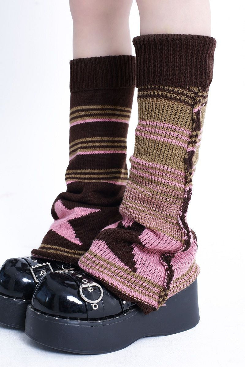 Gyaru striped leg warmers - kawaii - leg warmers - leggings - pink - socks