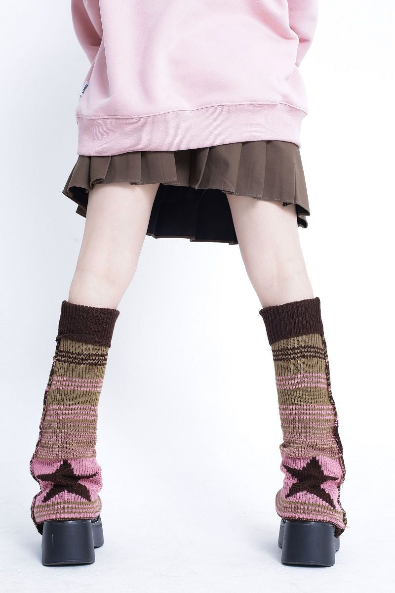 Gyaru striped leg warmers - kawaii - leg warmers - leggings - pink - socks