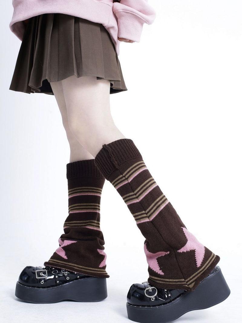 Gyaru striped leg warmers - kawaii - leg warmers - leggings - pink - socks