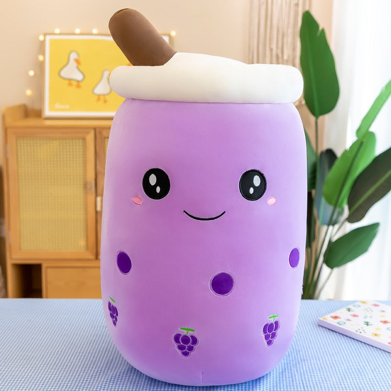 Happy boba tea cup plush - boba - bubble tea - home decor - kawaii - plush