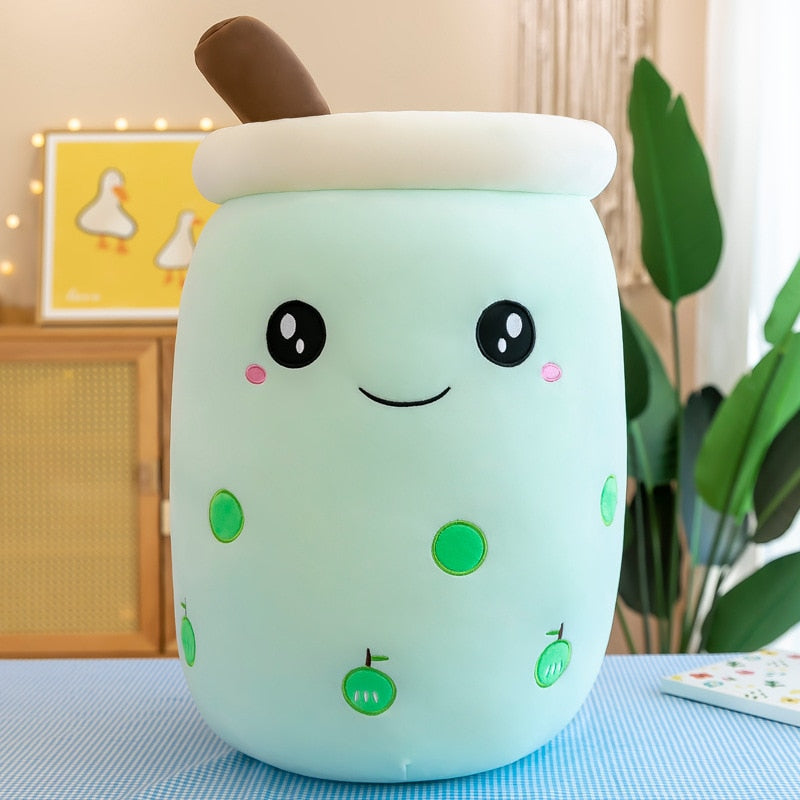 Happy boba tea cup plush - boba - bubble tea - home decor - kawaii - plush