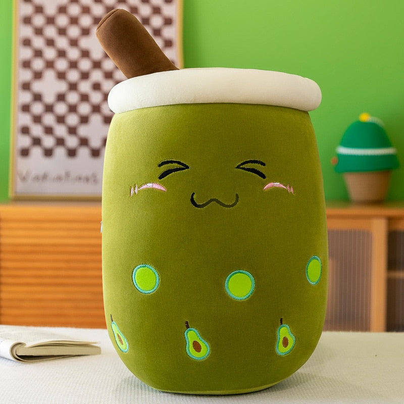 Happy boba tea cup plush - boba - bubble tea - home decor - kawaii - plush