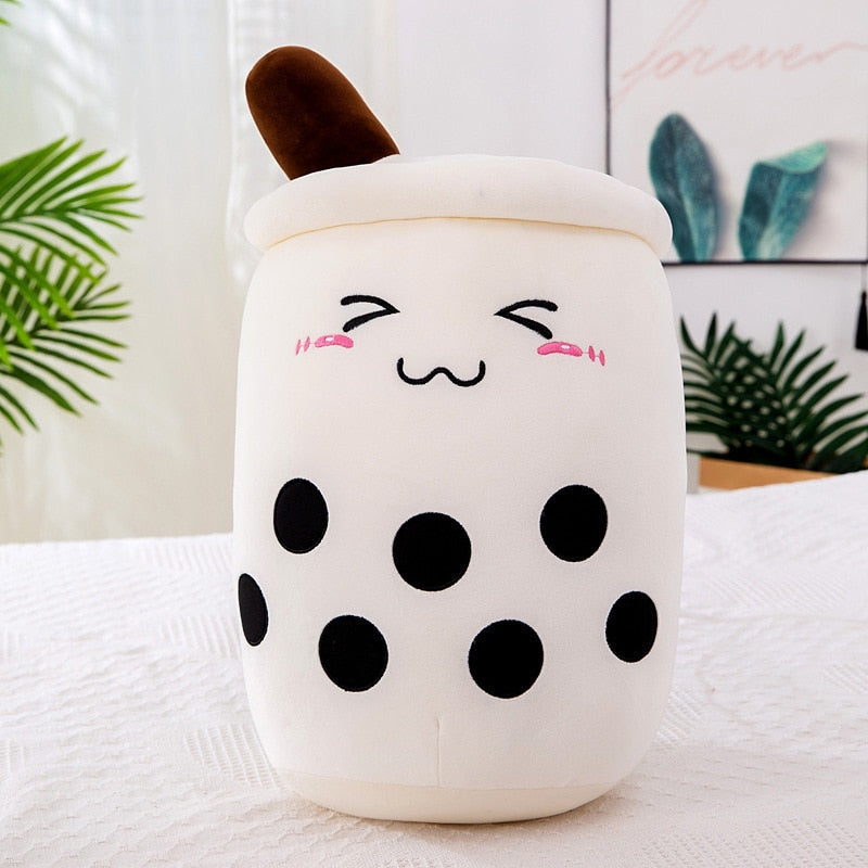 Happy boba tea cup plush - boba - bubble tea - home decor - kawaii - plush