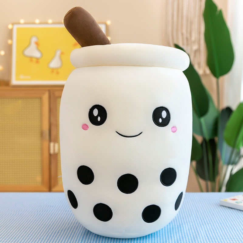 Happy boba tea cup plush - boba - bubble tea - home decor - kawaii - plush