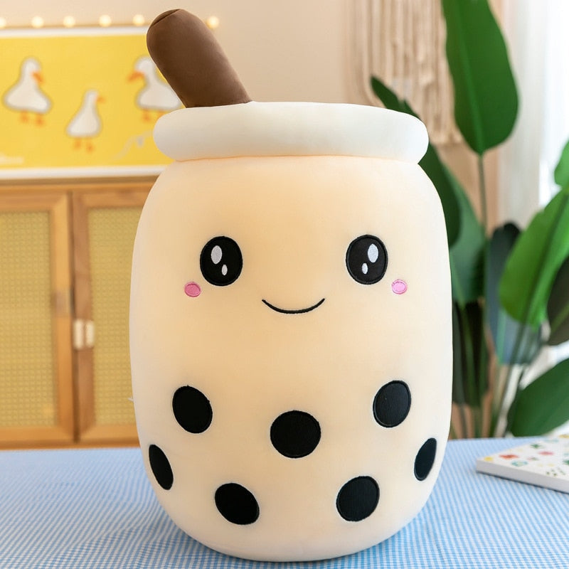 Happy boba tea cup plush - boba - bubble tea - home decor - kawaii - plush