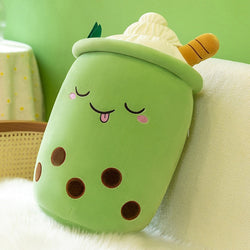 Happy boba tea cup plush - boba - bubble tea - home decor - kawaii - plush