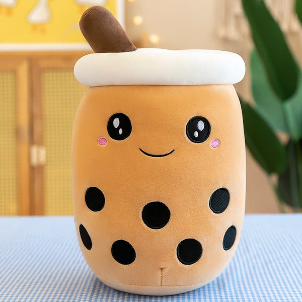 Happy boba tea cup plush - boba - bubble tea - home decor - kawaii - plush