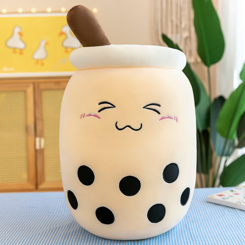 Happy boba tea cup plush - boba - bubble tea - home decor - kawaii - plush