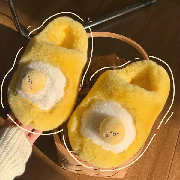 Kawaii happy cooked egg yellow slide on slippers