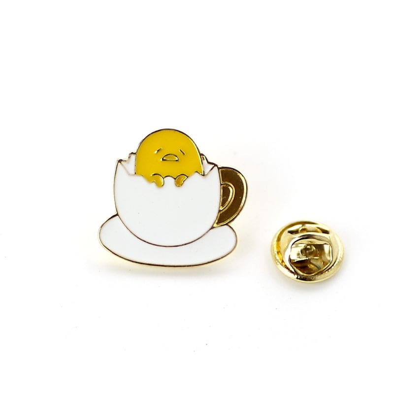 Kawaii happy egg yolk enamel pins brooch lapel