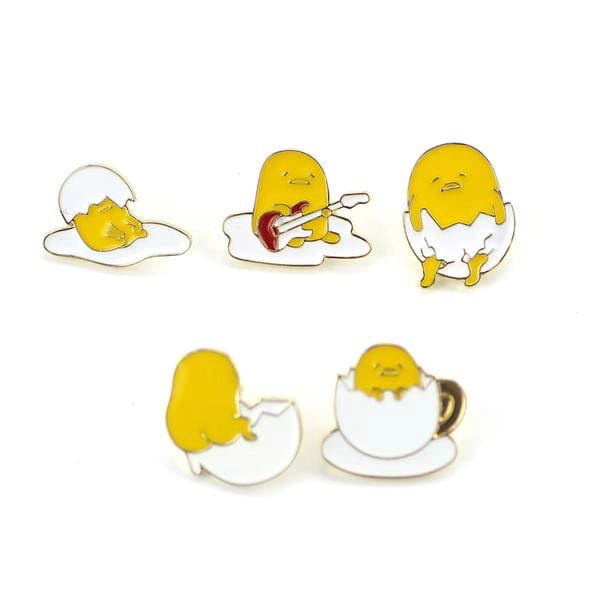 Kawaii happy egg yolk enamel pins brooch lapel