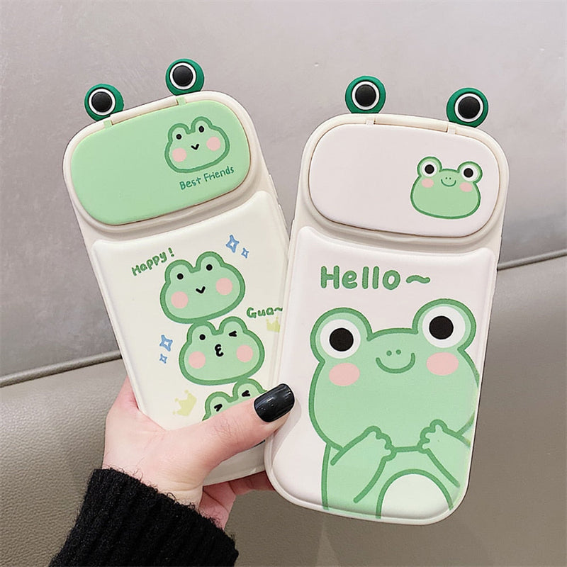 Hello frog iphone case with mirror - frog - kawaii - babe - mirror - phone case