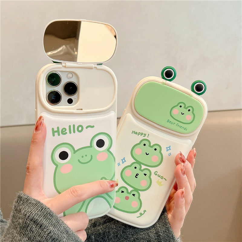 Hello frog iphone case with mirror - frog - kawaii - babe - mirror - phone case