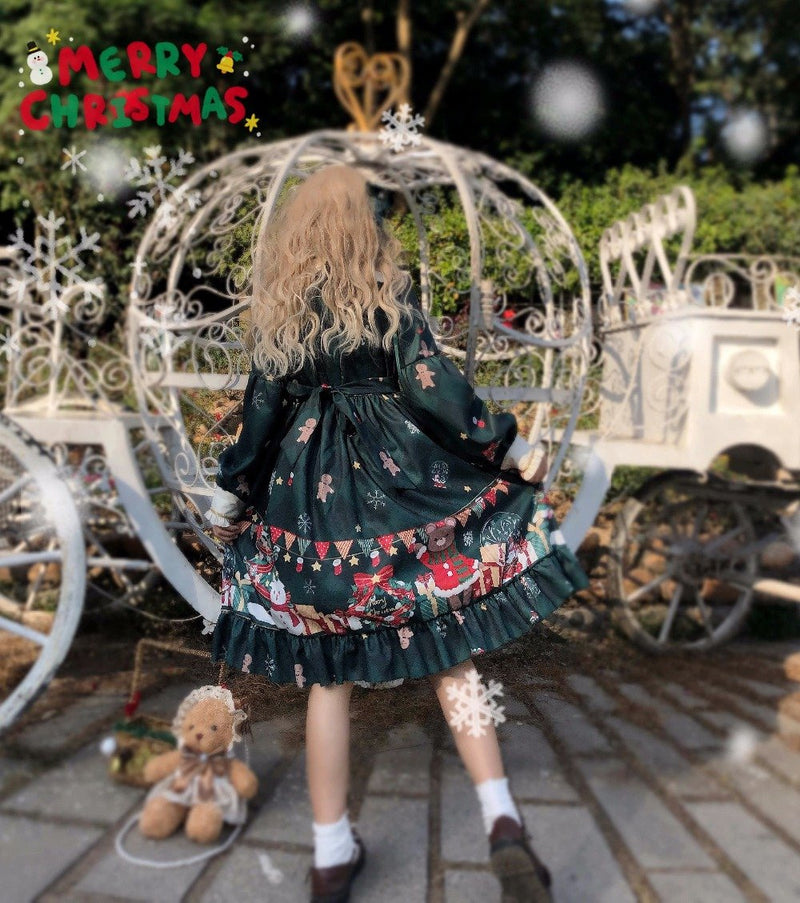 Holiday wishes dress - bows - candy - rain - christmas dress - faux fur