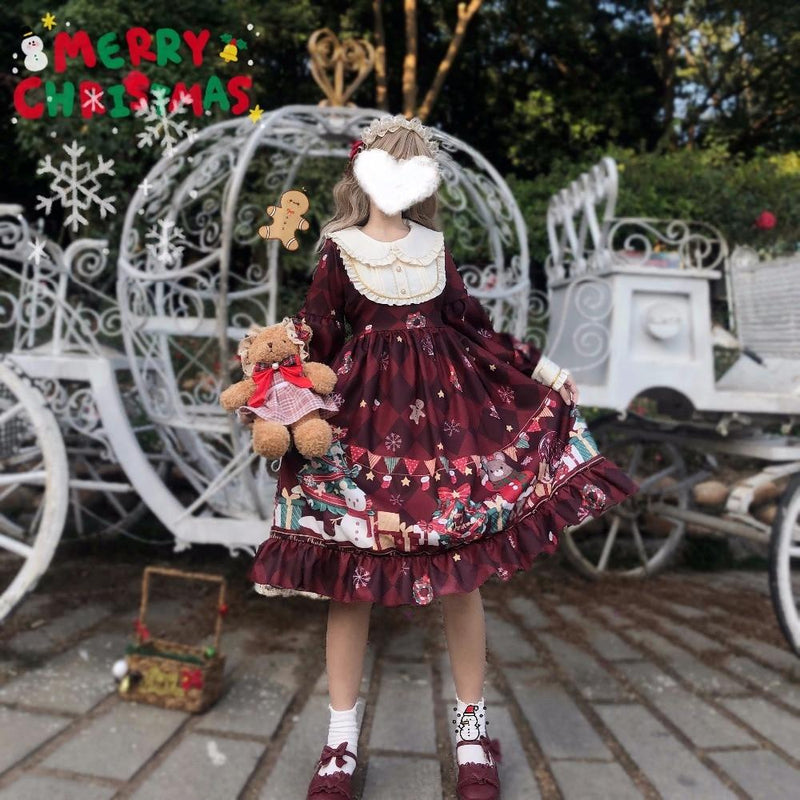 Holiday wishes dress - bows - candy - rain - christmas dress - faux fur