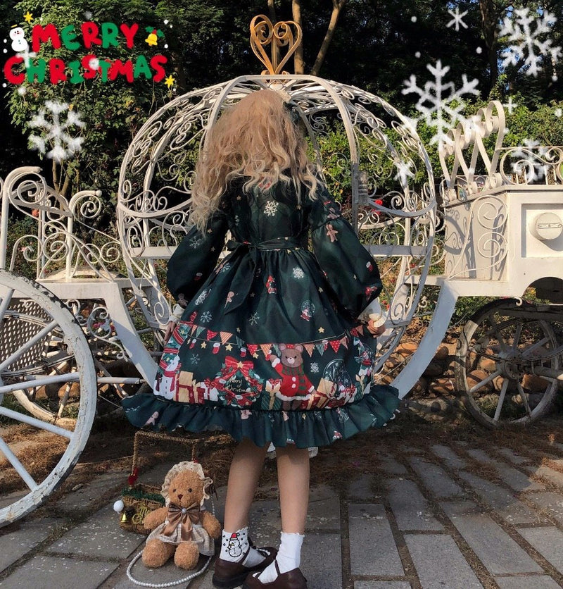 Holiday wishes dress - bows - candy - rain - christmas dress - faux fur