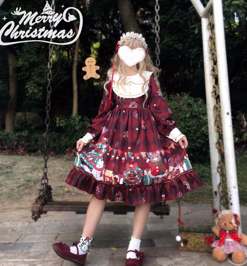 Holiday wishes dress - bows - candy - rain - christmas dress - faux fur