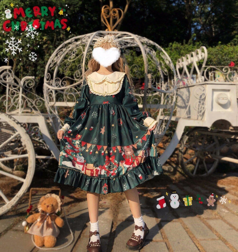 Holiday wishes dress - bows - candy - rain - christmas dress - faux fur