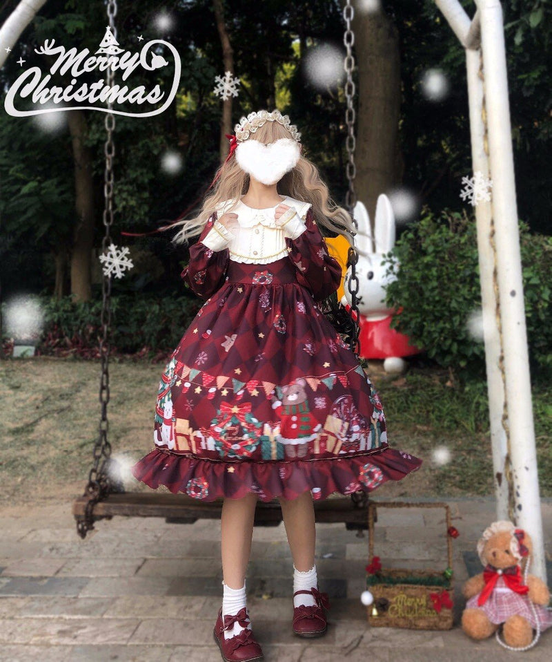 Holiday wishes dress - bows - candy - rain - christmas dress - faux fur