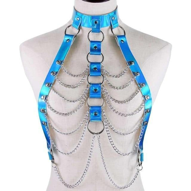 Holographic chain harness - chains - festival - gothic - harness - harnesses