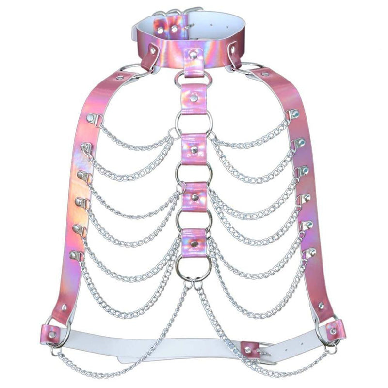 Holographic chain harness - chains - festival - gothic - harness - harnesses