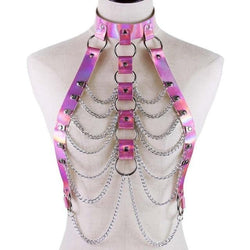 Holographic chain harness - chains - festival - gothic - harness - harnesses