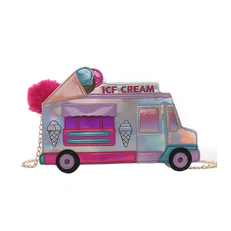 Kawaii icecream truck handbag 3d holographic pastel purse