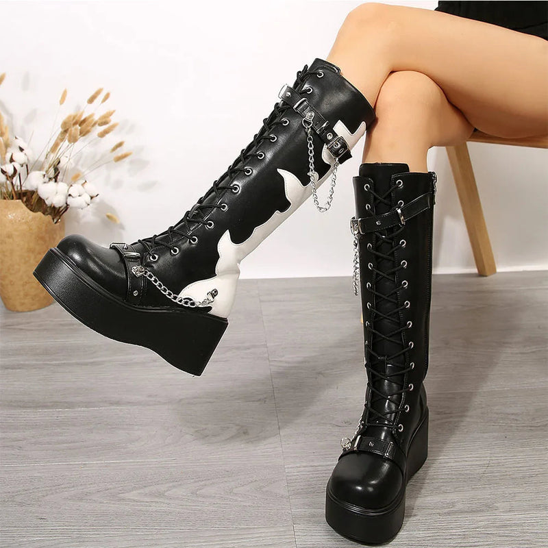 Inferno platform boots - chain - chains - footwear - goth - gothic