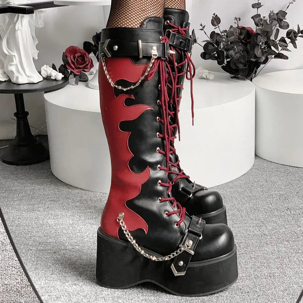 Inferno platform boots - chain - chains - footwear - goth - gothic