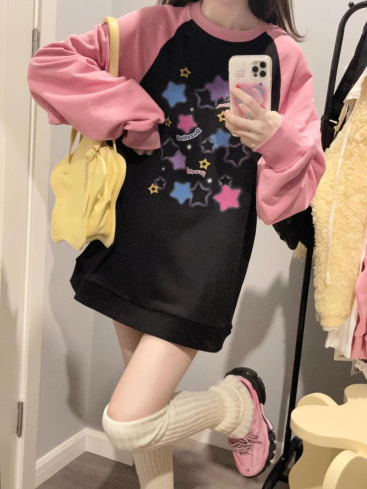 Kawaii interstellar energy starry pastel goth long sleeve tee sweater