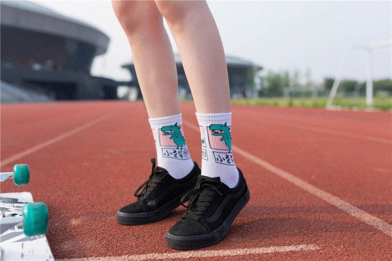 Japanese dino socks - ankle socks - cotton - dino - dinosaurs - green dinosaur