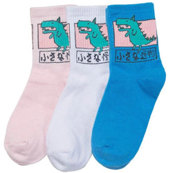 Japanese dino socks - ankle socks - cotton - dino - dinosaurs - green dinosaur